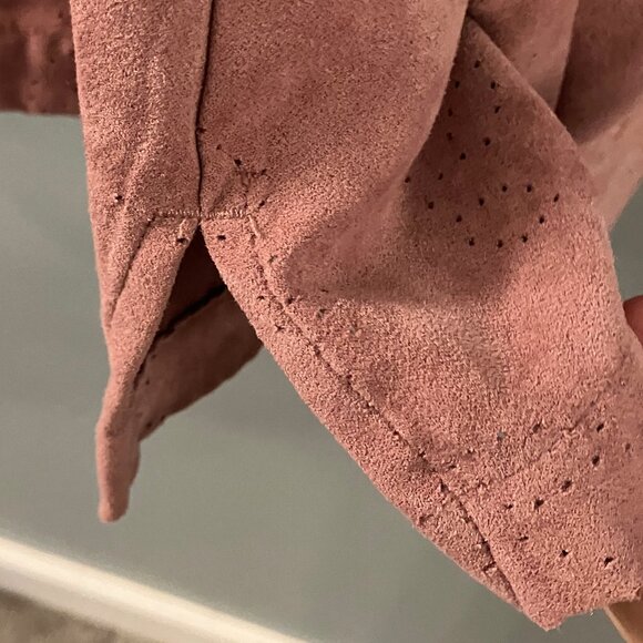 Croft & Barrow Petites Womens Rose Suede Like Long Sleeve Button Up Shirt PM - Picture 5 of 7